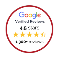Google Business Verified Reviews Badge with a 4.5 stars review average of over 1,300 reviews.